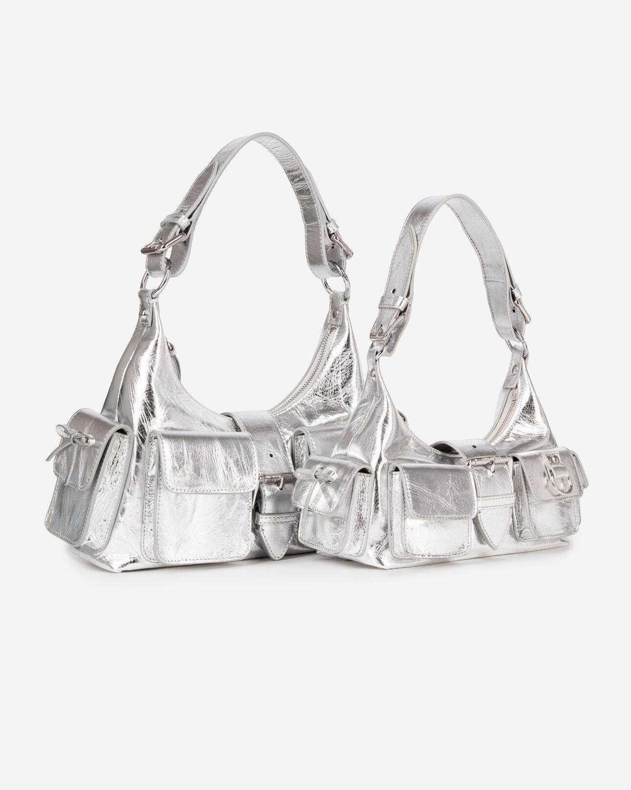 The Kooples WOMEN SILVER amelia bag in silver leather