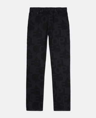The Kooples H BLACK WASHED straight-cut jeans with the kooples logo