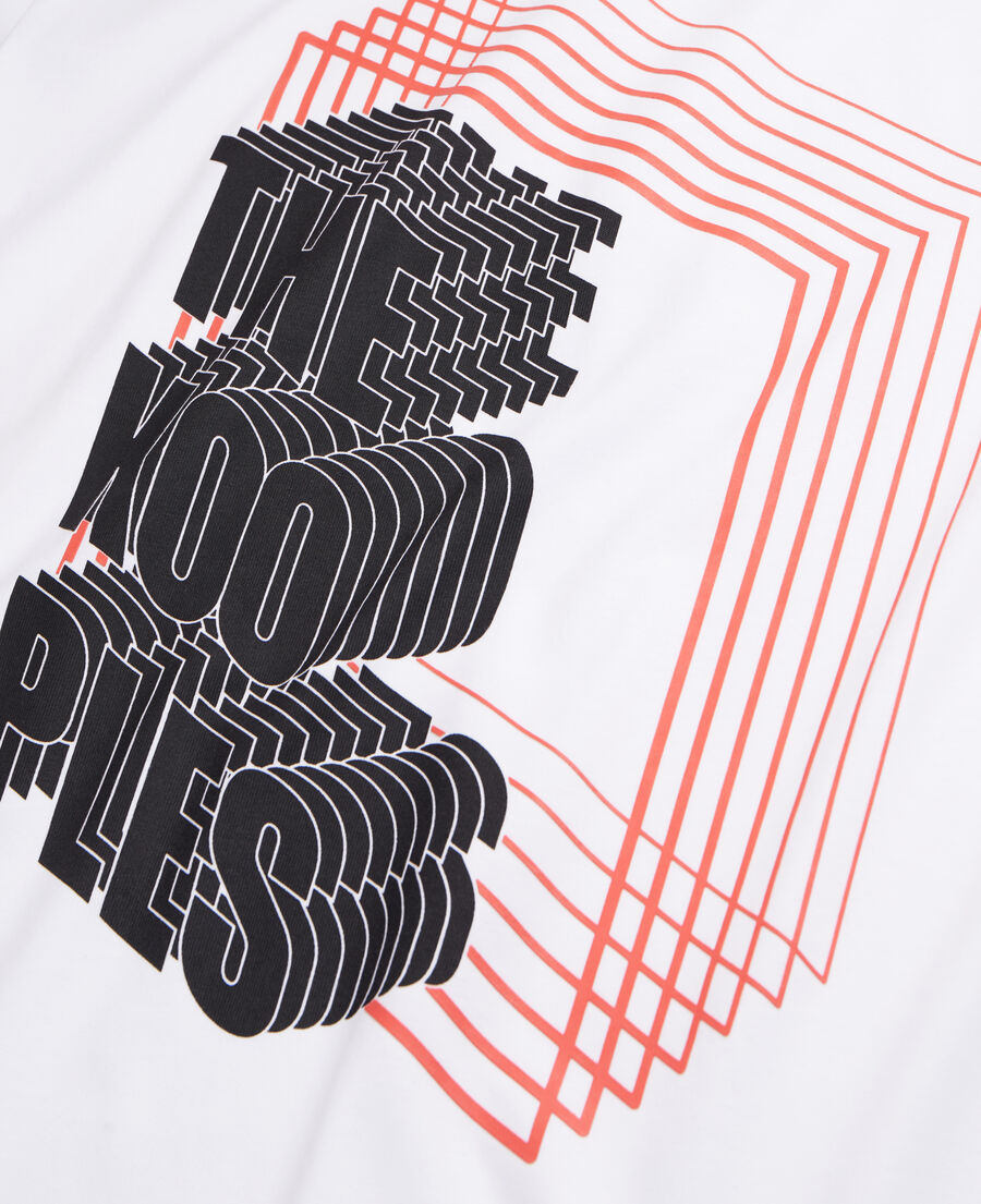 The Kooples MEN WHITE men's white t-shirt with neon logo serigraphy