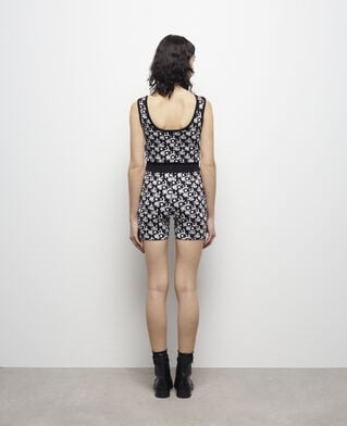 The Kooples FEMME BLACK WHITE short cycliste en maille à logo