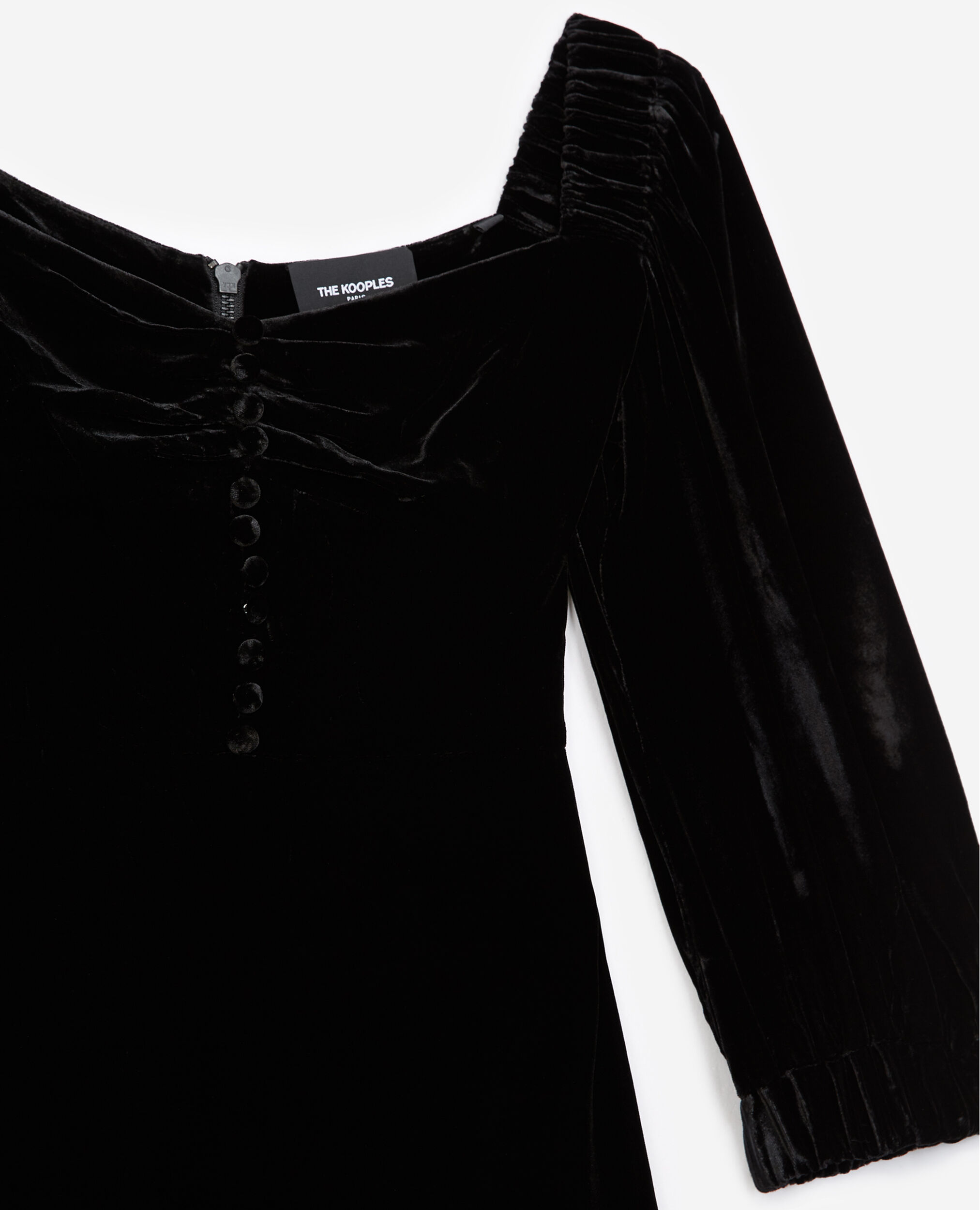 Black bustier dress in velvet, BLACK, hi-res image number null