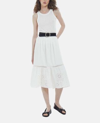 The Kooples WOMEN WHITE long openwork white lace skirt