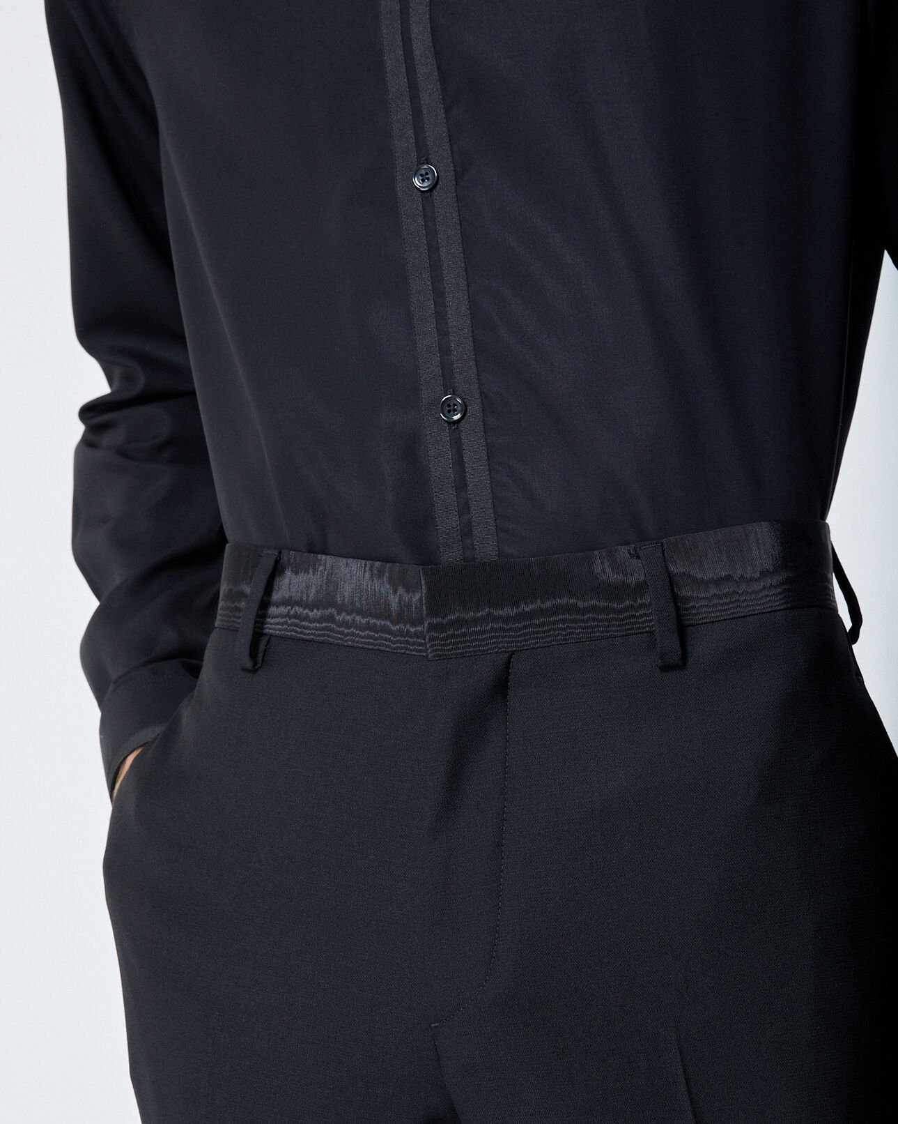 The Kooples MEN BLACK fitted black dinner trousers in wool