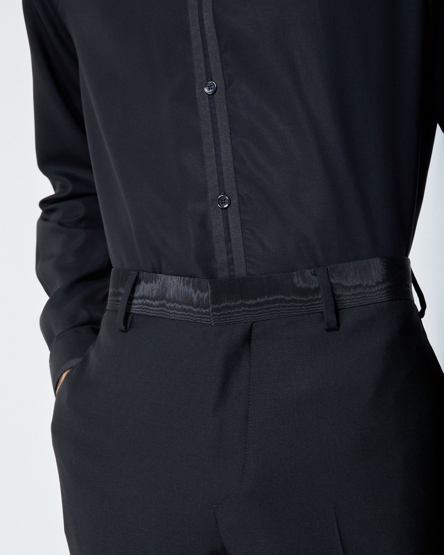 Fitted black dinner trousers in wool, BLACK, hi-res image number null