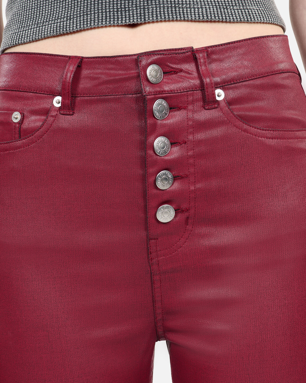 The Kooples WOMEN DARK RED red leather-effect skinny jeans