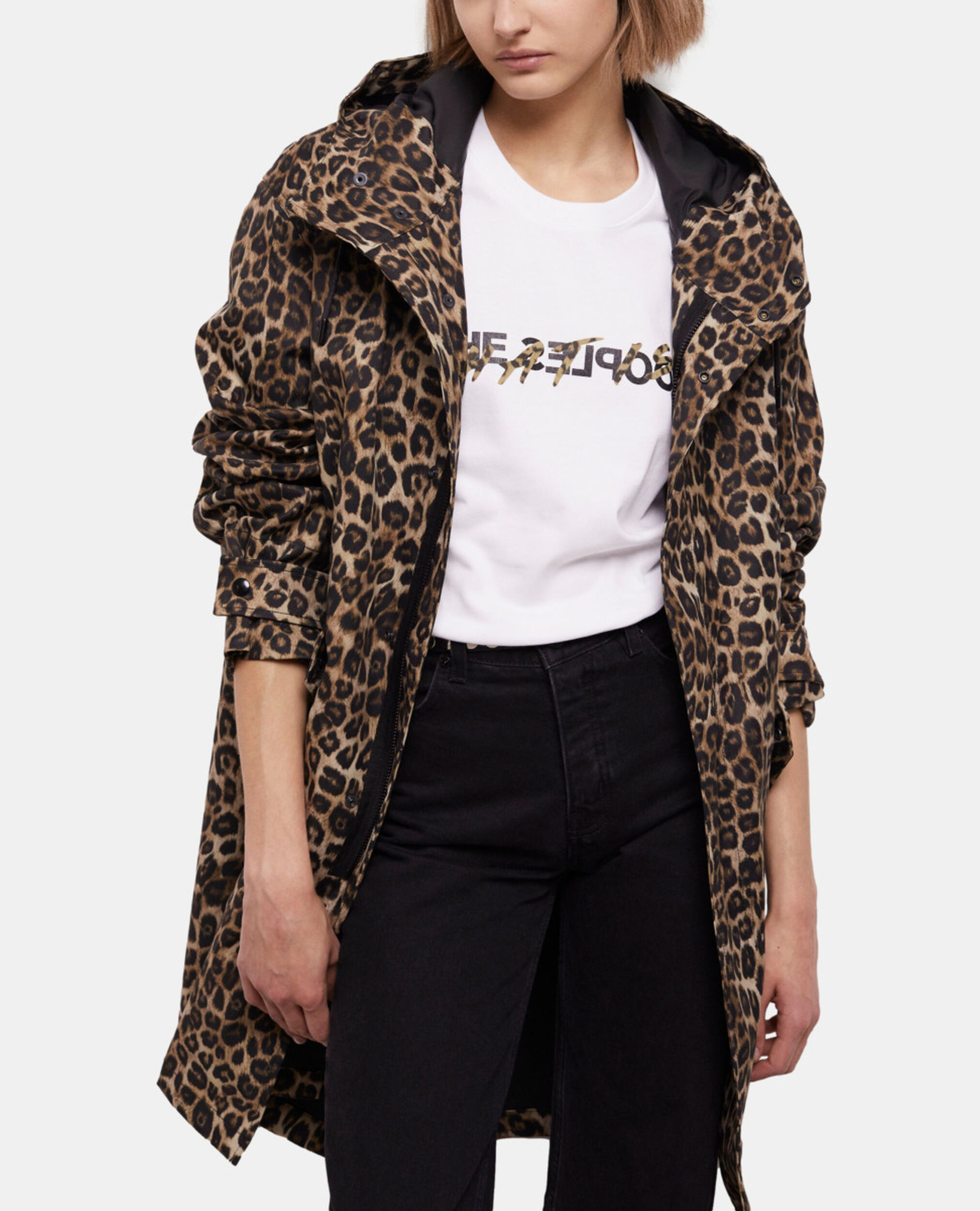 Long parka with leopard print hood, LEOPARD, hi-res image number null