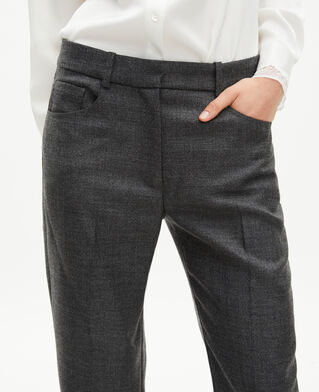 The Kooples WOMEN BLACK dark grey wool bootcut pants