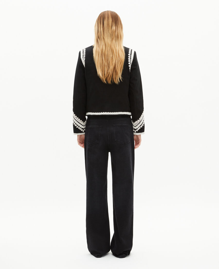 The Kooples FEMME BLACK blouson brod&eacute; en coton noir