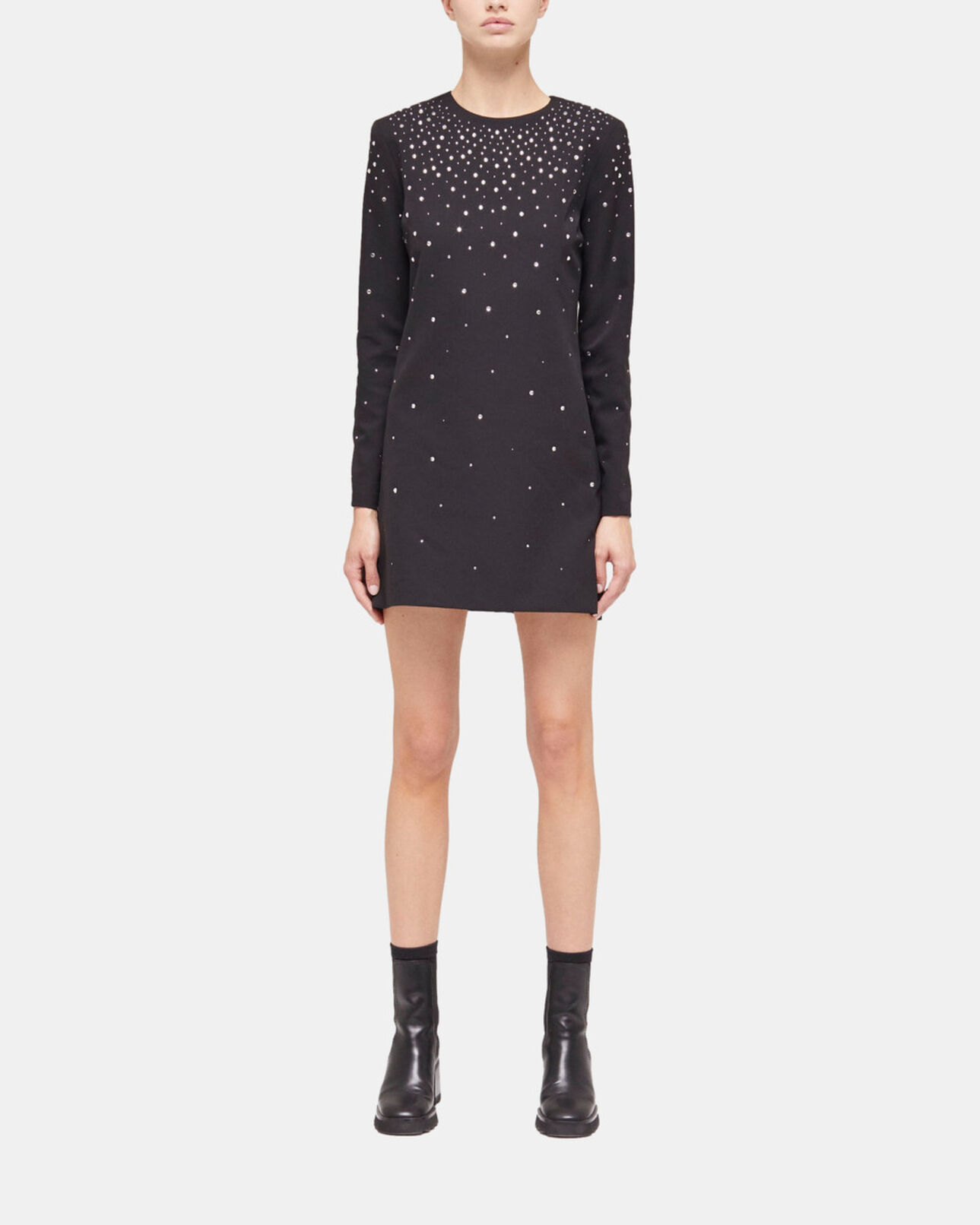 The Kooples FEMME BLACK robe courte détails strass noire