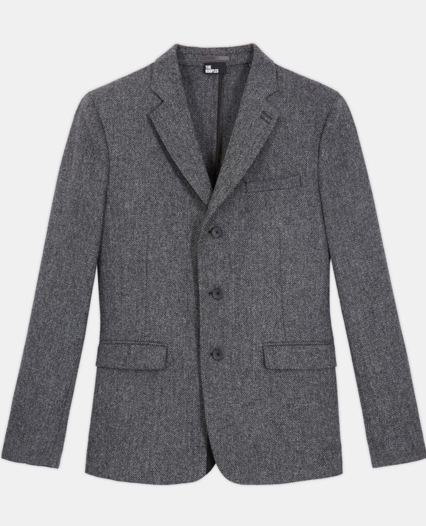 The Kooples H GREY gray patterned wool jacket