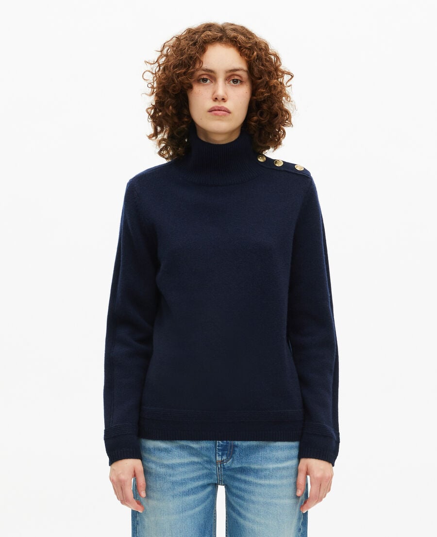 The Kooples WOMEN NAVY navy wool stand-up collar sweater