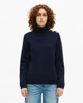 The Kooples WOMEN NAVY navy wool stand-up collar sweater