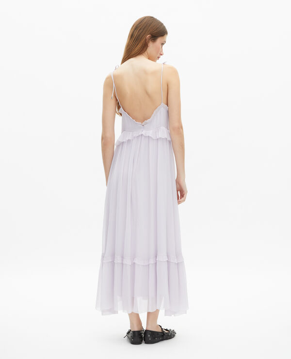 The Kooples FEMME LIGHT PURPLE robe longue avec volants lilas