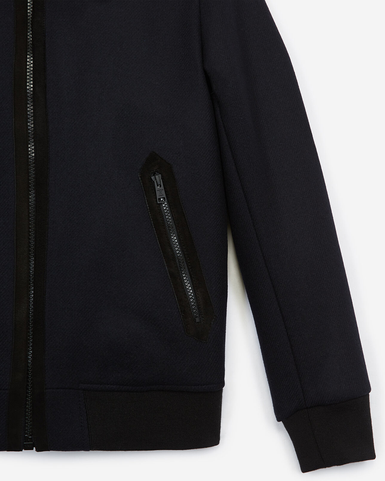 The Kooples HOMME NAVY blouson laine bleu zippé col mouton