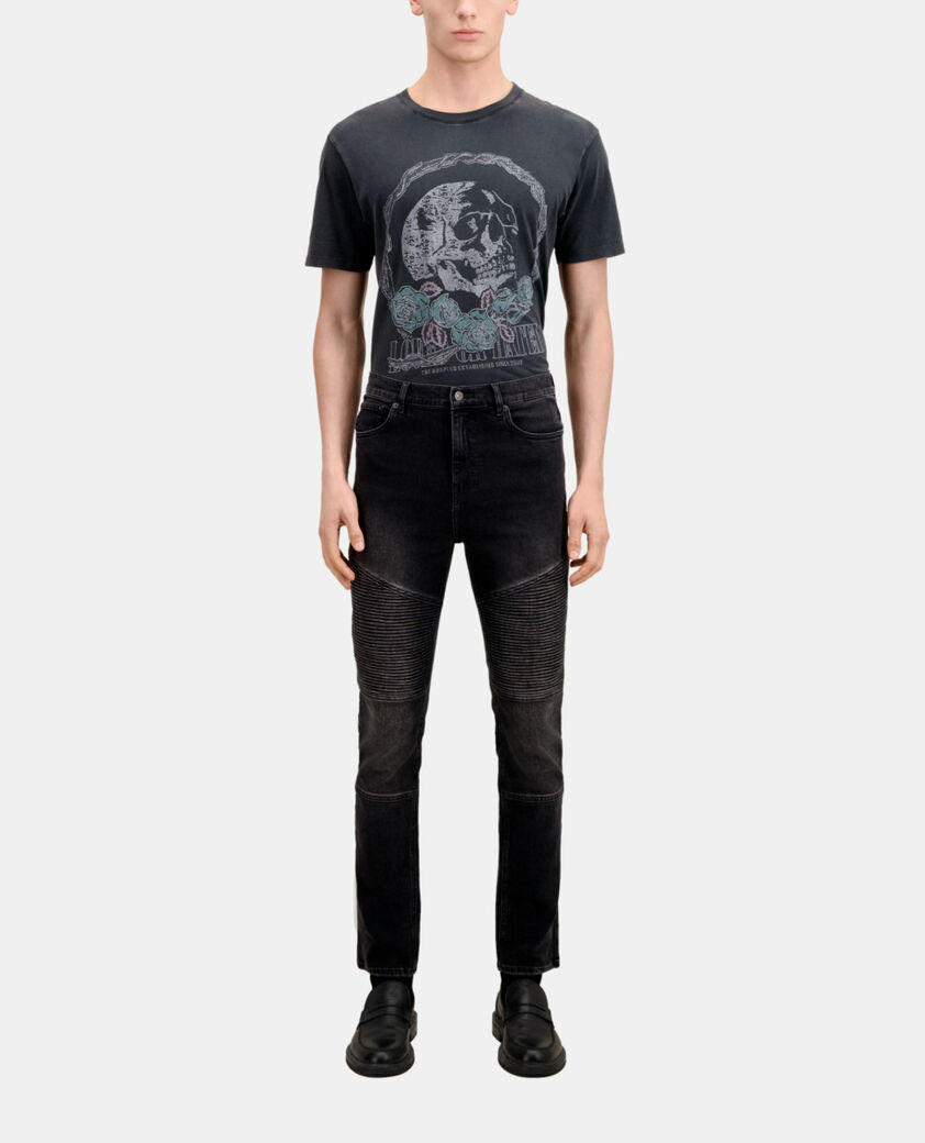 The Kooples H BLACK WASHED black slim biker jeans