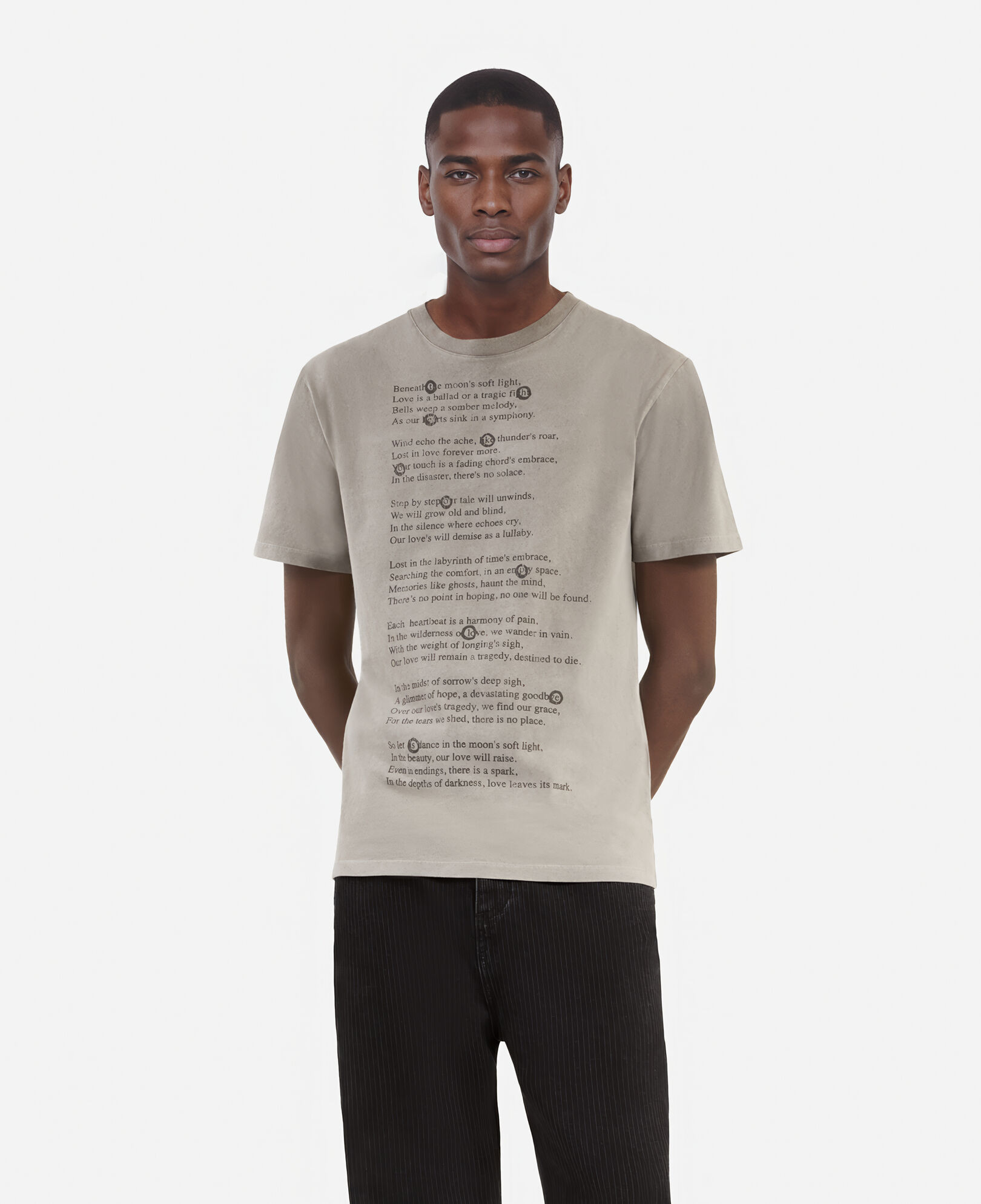 The Kooples HOMME GREY MELANGE t-shirt à sérigraphie gris