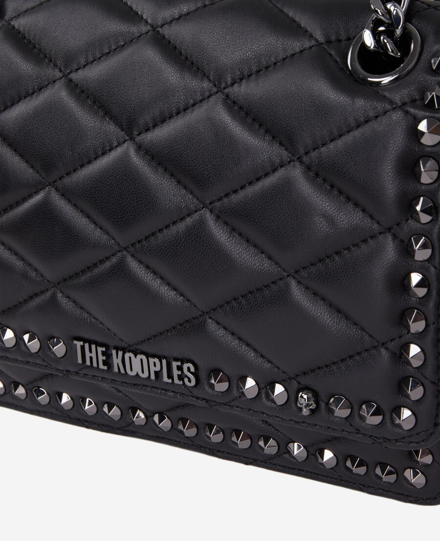 sac joy en cuir matelassé noir avec chaîne