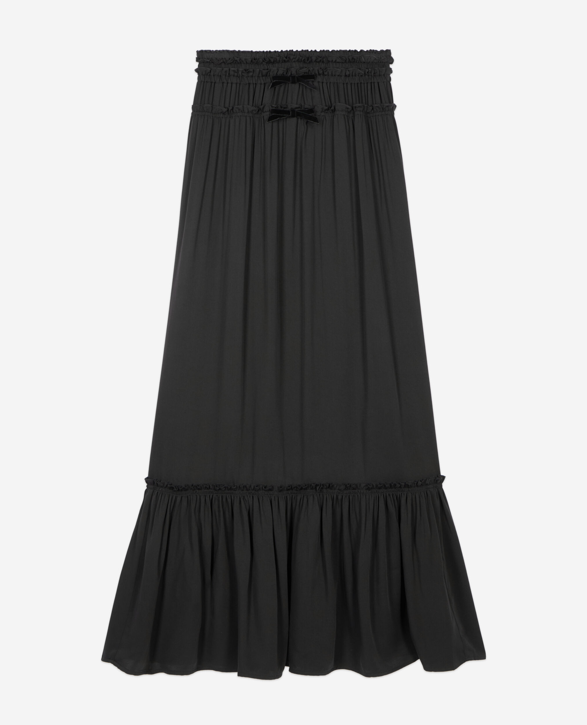 Long black skirt with bows