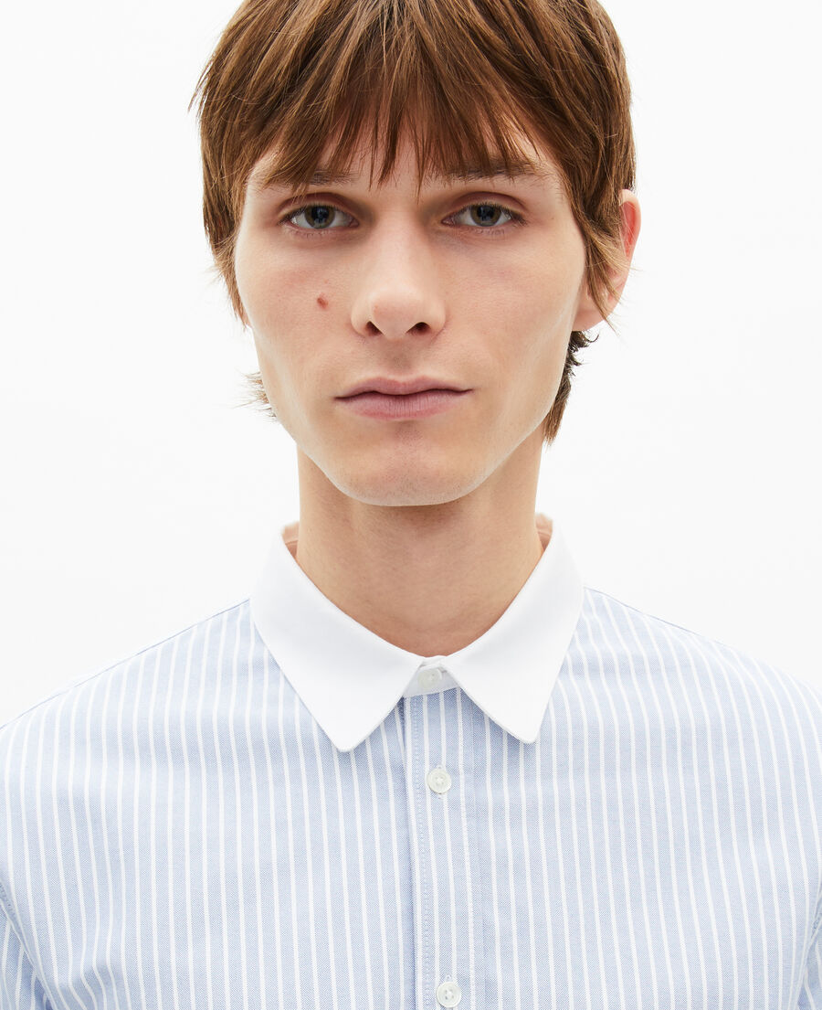 The Kooples HERREN BLUE hemd mit kontrastkragen blau gestreift