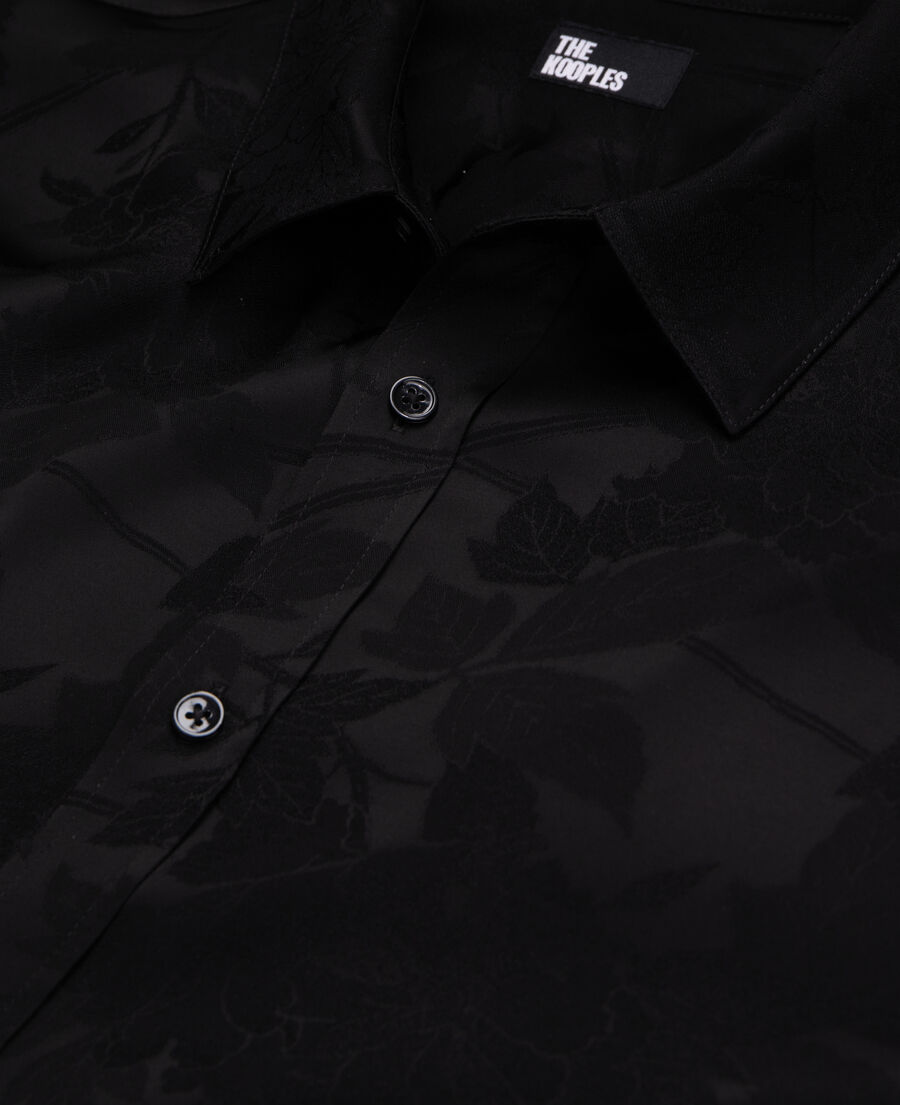 chemise jacquard noire à fleurs