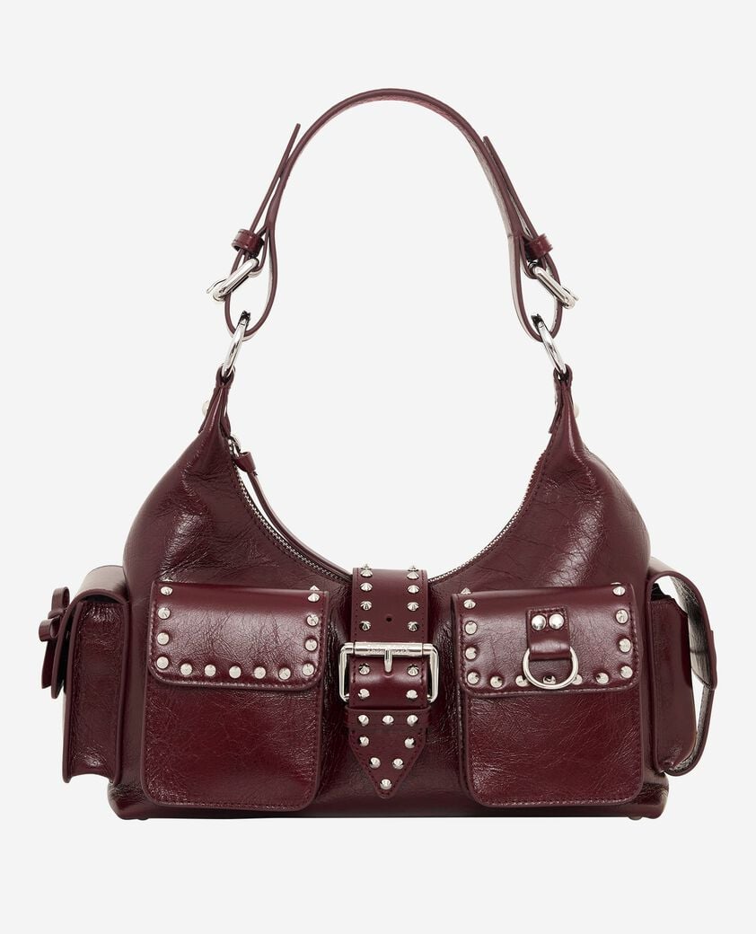 The Kooples F BORDEAUX amelia bag in burgundy cracked leather