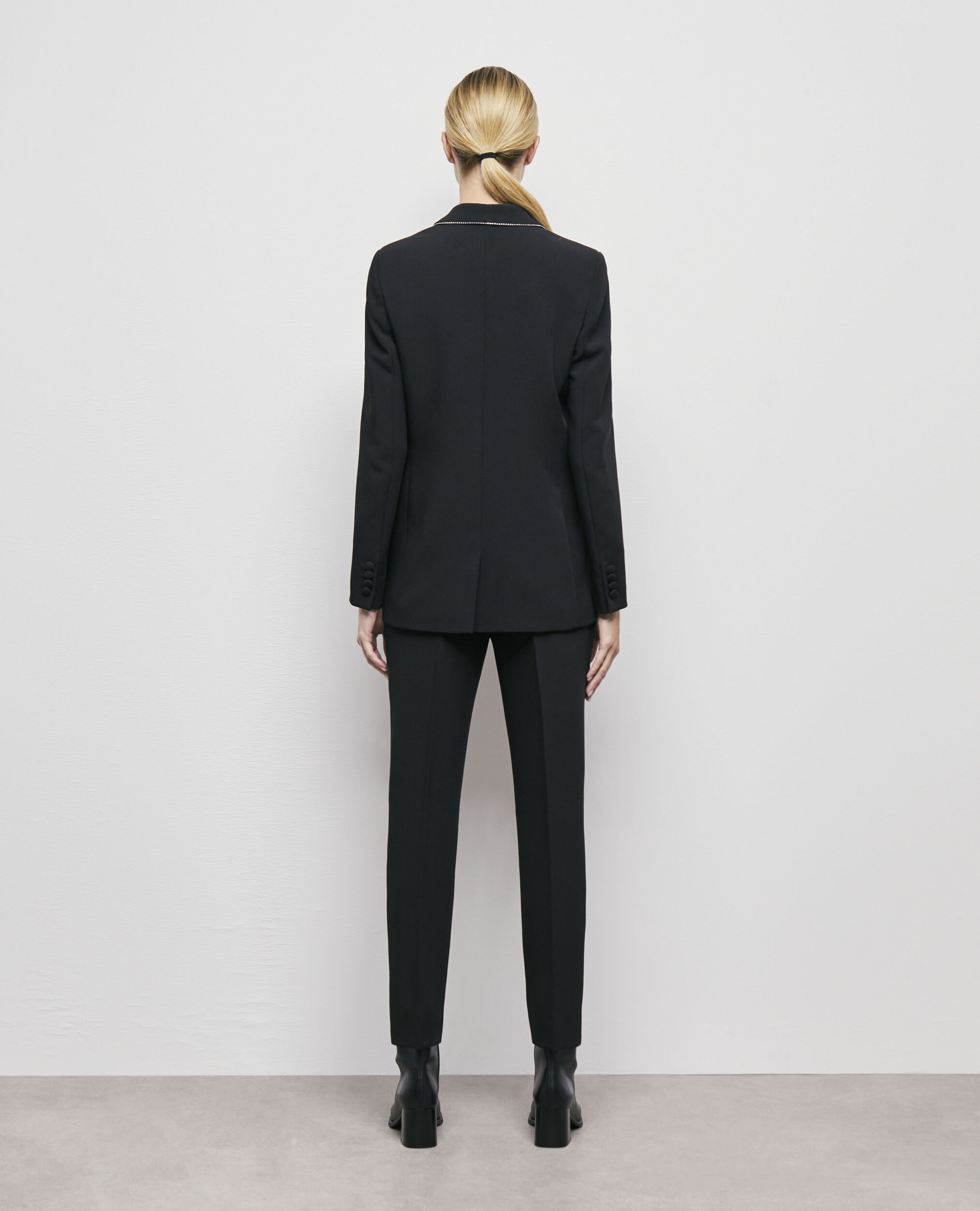 Black suit jacket with rhinestone details