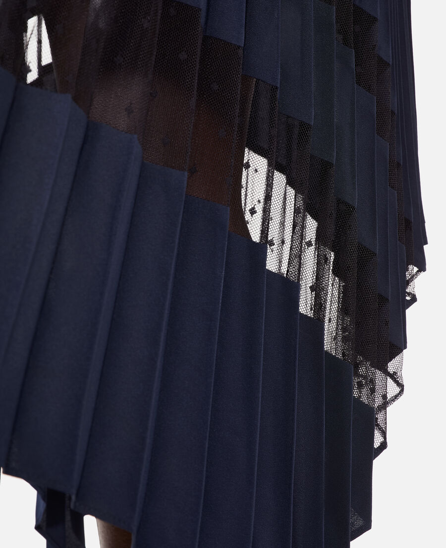 The Kooples WOMEN NAVY navy blue pleated long skirt