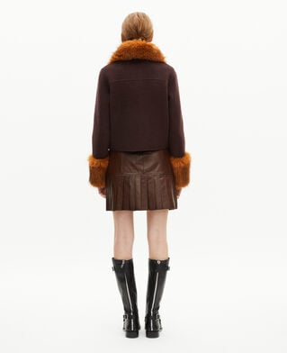 The Kooples FEMME CHOCOLATE blouson col sherpa marron