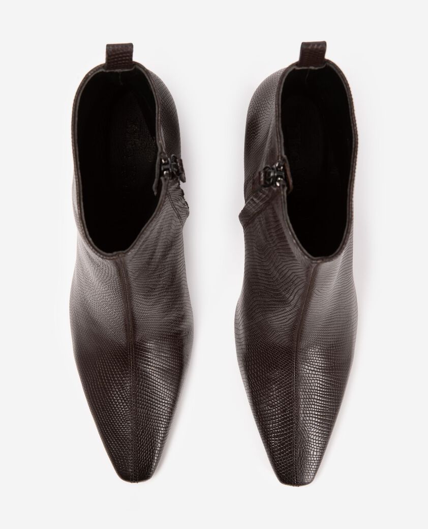 The Kooples MUJER BROWN botines de piel efecto lagarto marr&oacute;n