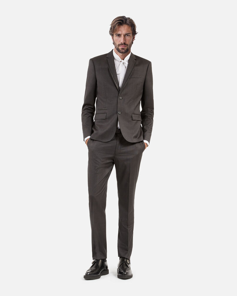 The Kooples MEN DARK GREY prince of wales grey wool suit jacket