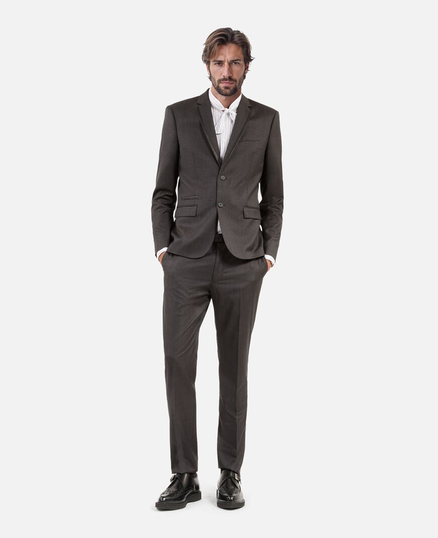 The Kooples MEN DARK GREY prince of wales grey wool suit jacket