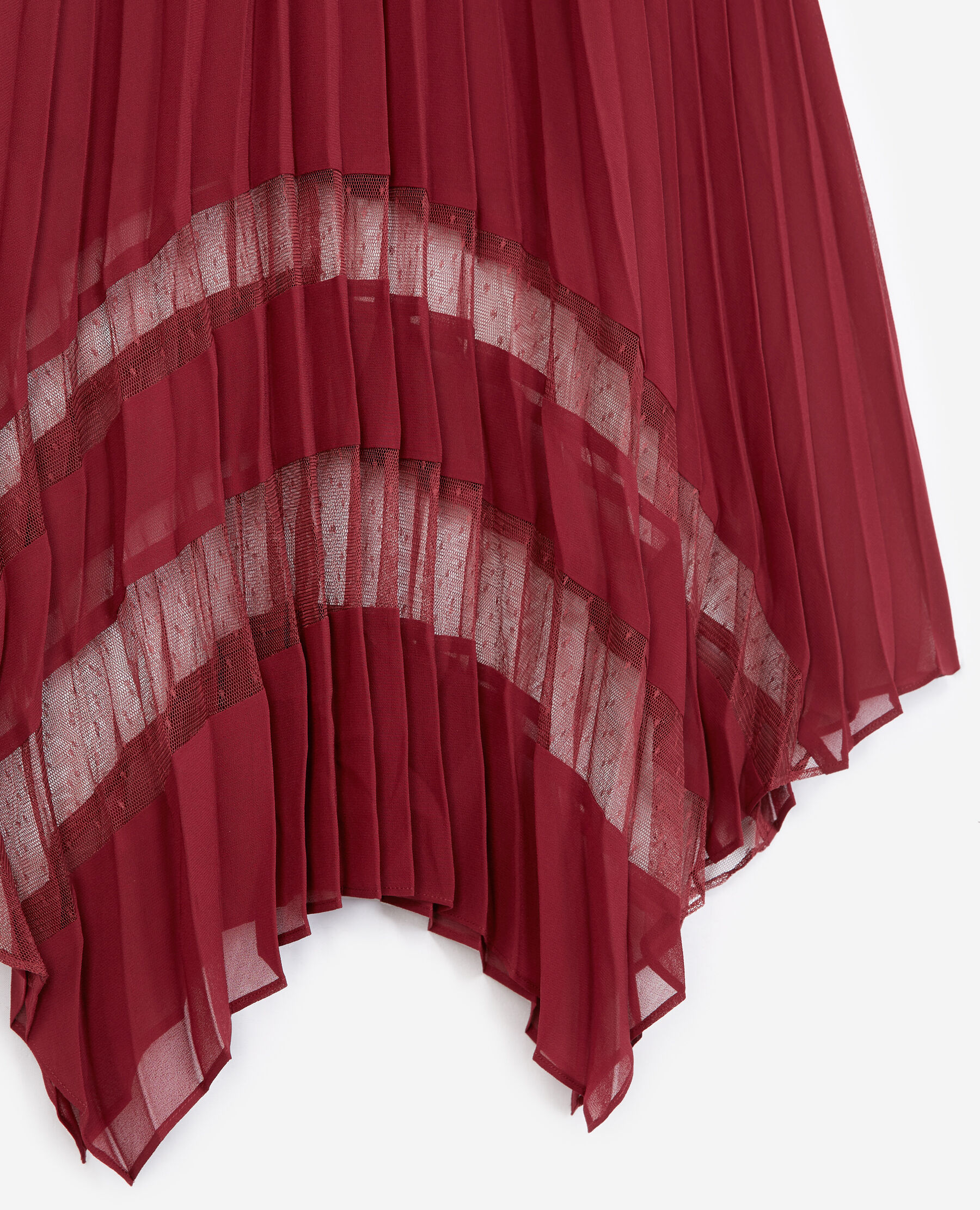 Long pleated online chiffon skirt red