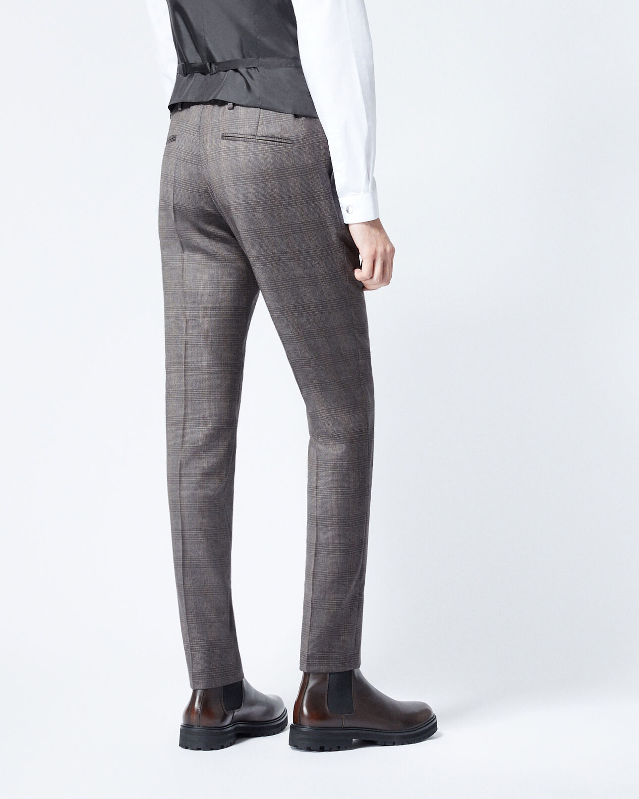 The Kooples MEN DARK GREY grey wool check suit trousers