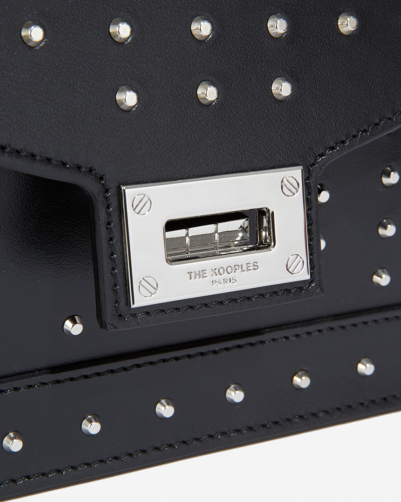 The Kooples WOMEN BLACK / SILVER studded medium emily bag in smooth leather