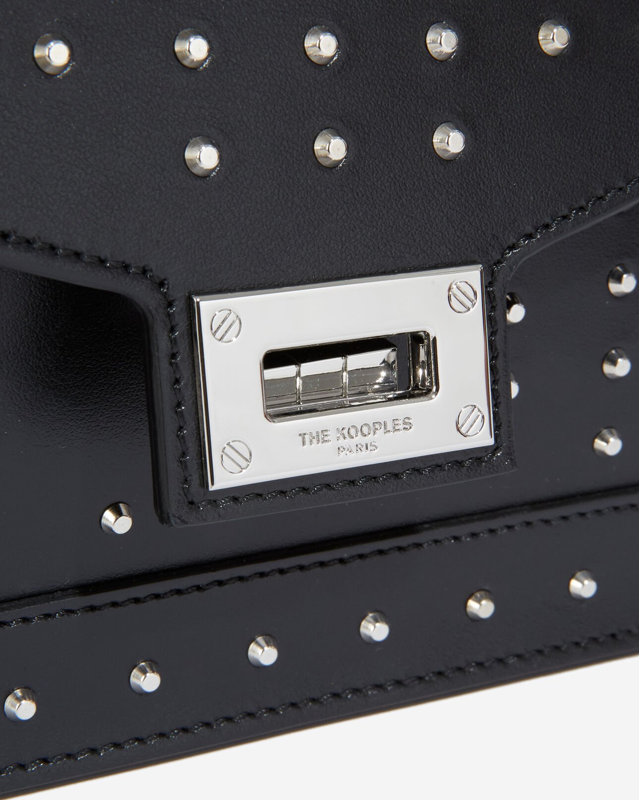 The Kooples WOMEN BLACK / SILVER studded medium emily bag in smooth leather