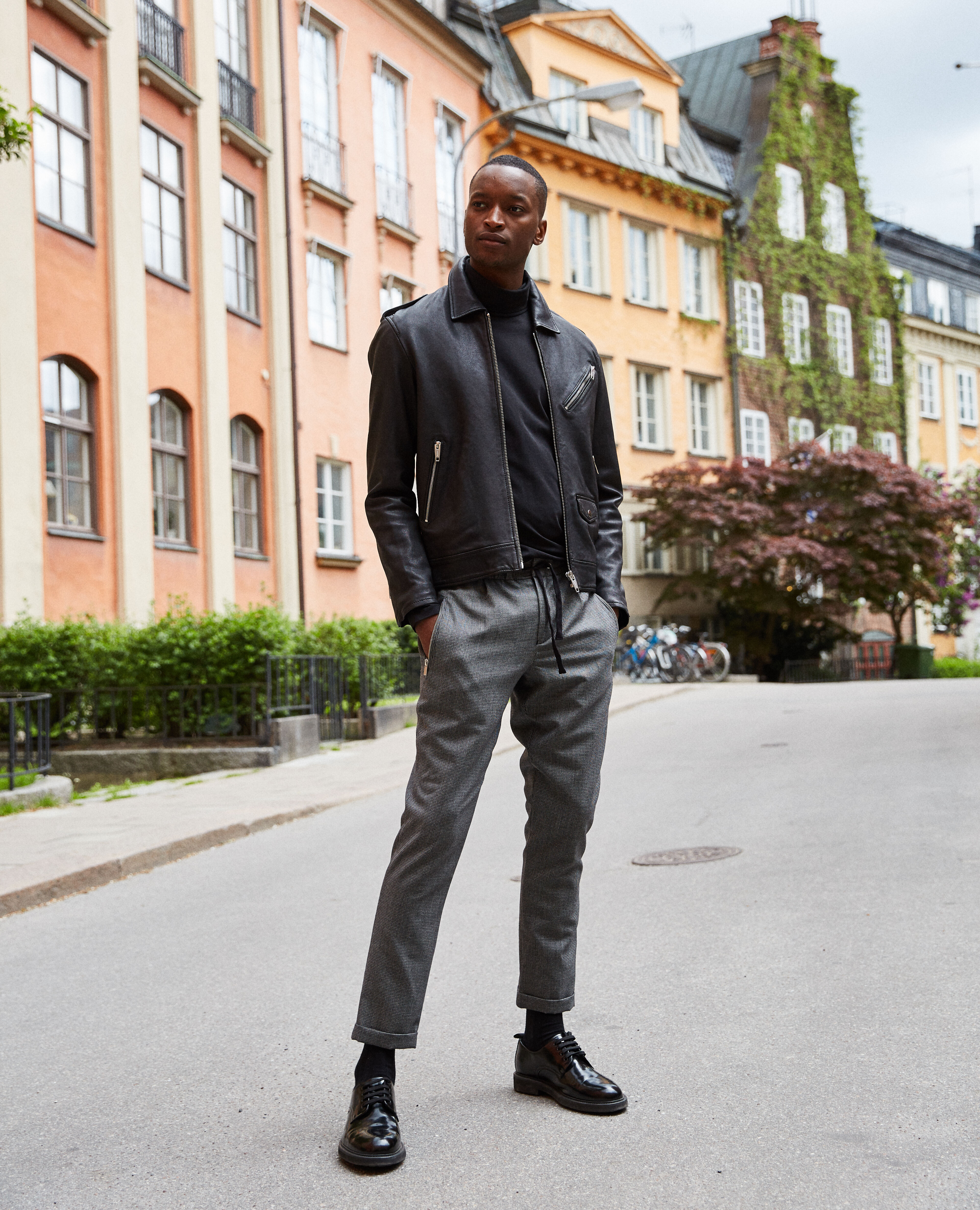 Printed wide wool trousers elasticated waist The Kooples Men