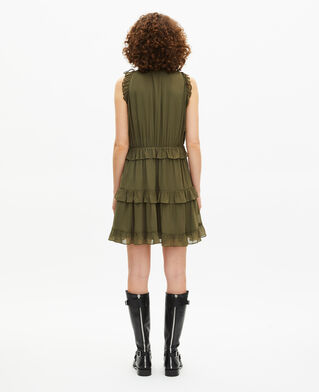 The Kooples WOMEN KAKI short dress with khaki ruffles