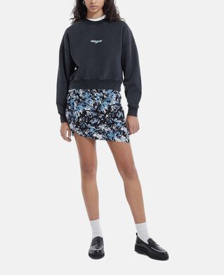The Kooples FEMME BLUE WHITE jupe courte portefeuille soie imprimée