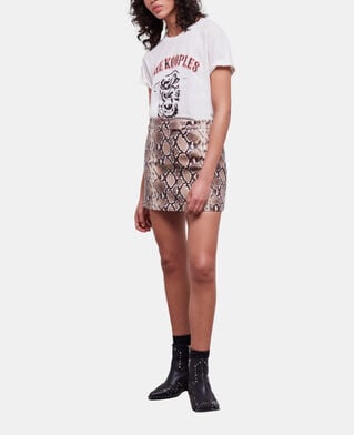 The Kooples WOMEN PYTHON BEIGE snakeskin-effect leather skirt
