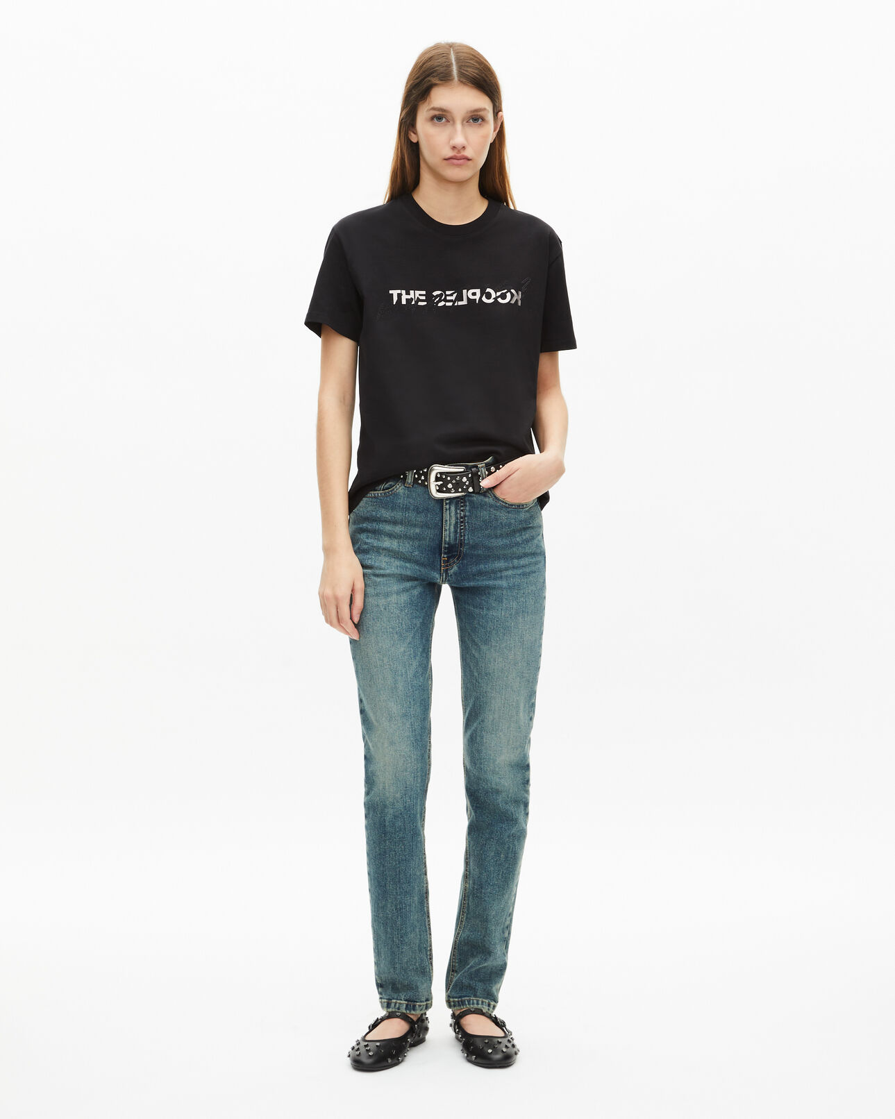 The Kooples WOMEN BLACK women's black what is rhinestone t-shirt