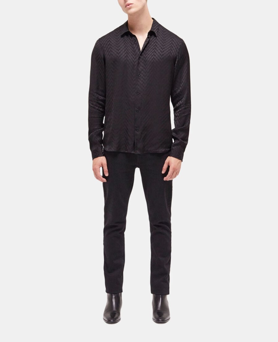 The Kooples MEN BLACK black jacquard shirt with classic collar