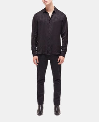 The Kooples MEN BLACK black jacquard shirt with classic collar