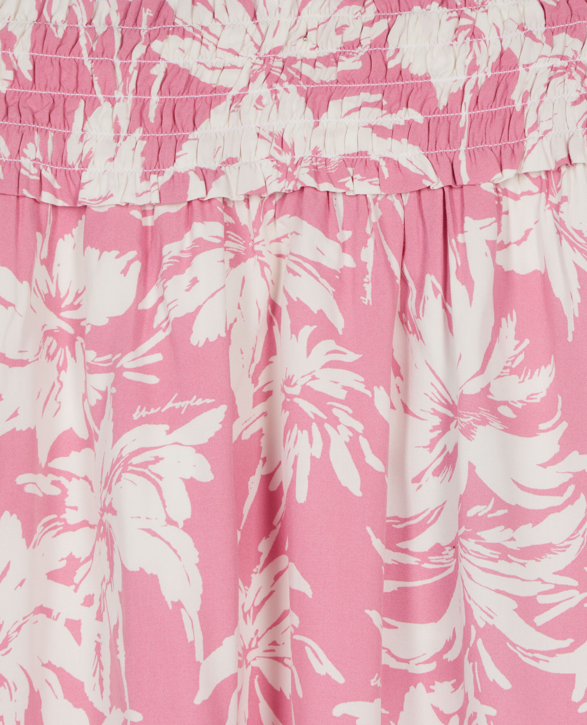 Short printed skirt with smocks, PINK-WHITE, hi-res image number null