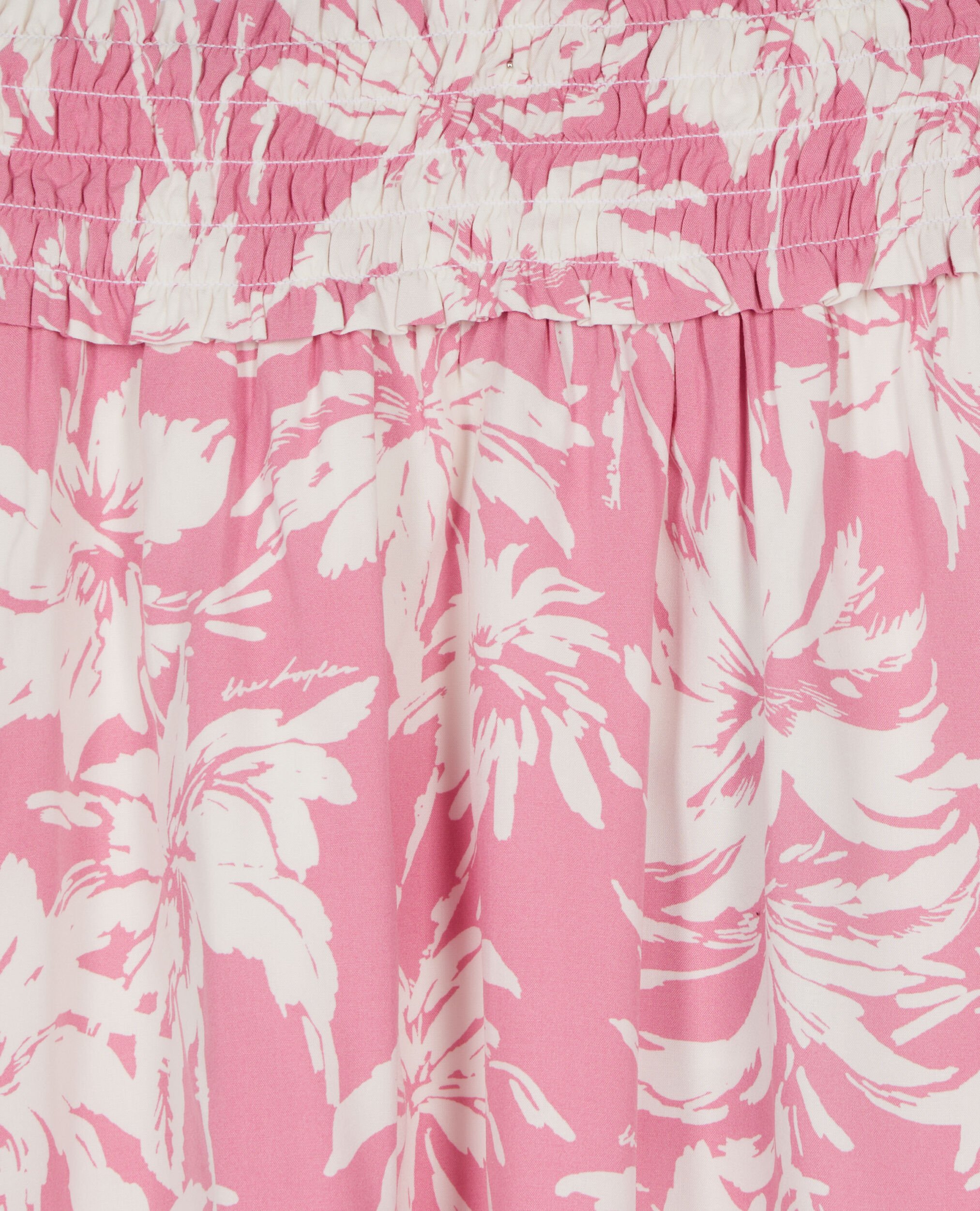Short printed skirt with smocks, PINK-WHITE, hi-res image number null