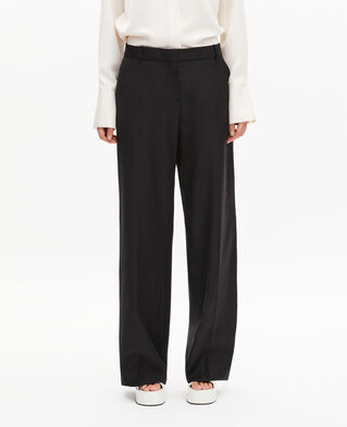 The Kooples WOMEN BLACK black wool wide-leg pants