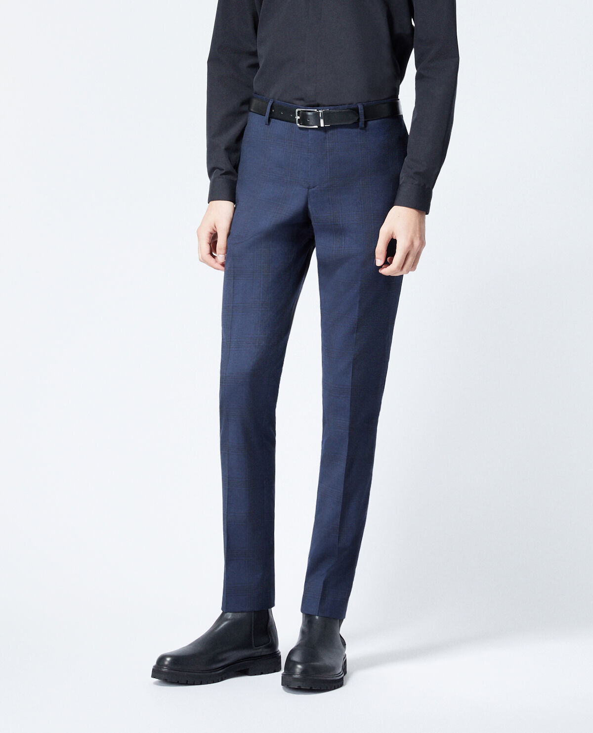 Blue suit pants in wool with check motif | The Kooples
