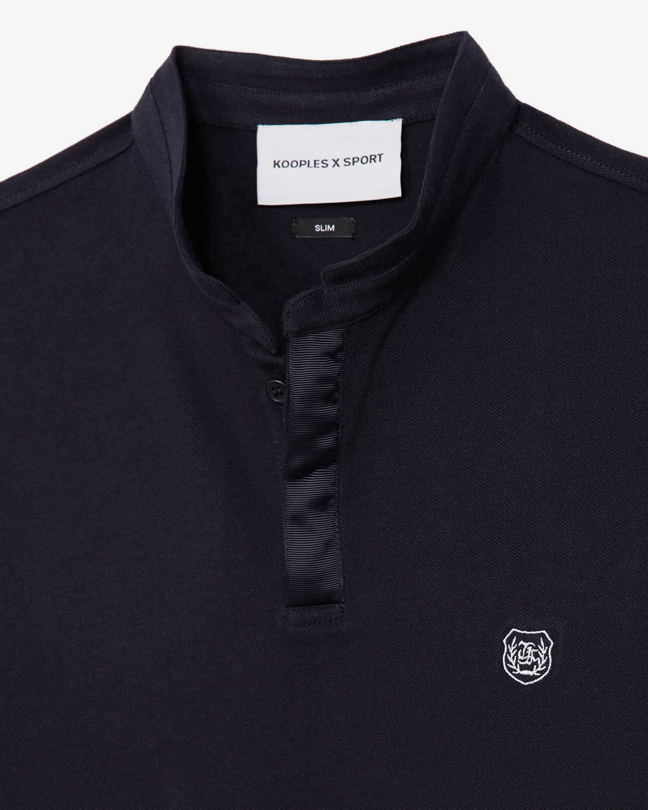 The Kooples HOMME DARK NAVY polo bleu marine col officier logo blanc