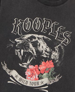 The Kooples HERREN BLACK WASHED t-shirt mit siebdruck panther schwarz