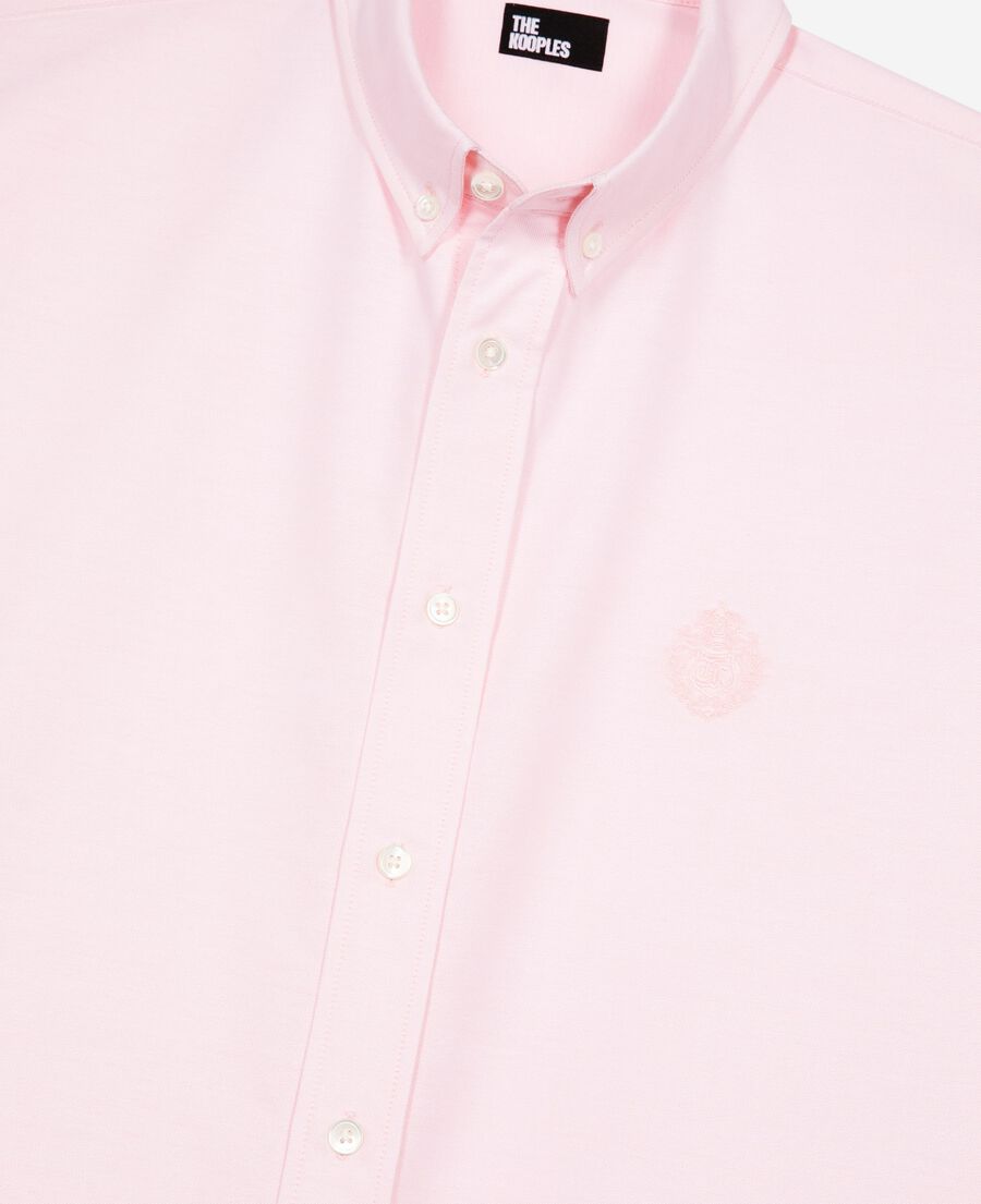 The Kooples HOMME PALE PINK chemise manches courtes avec blason rose