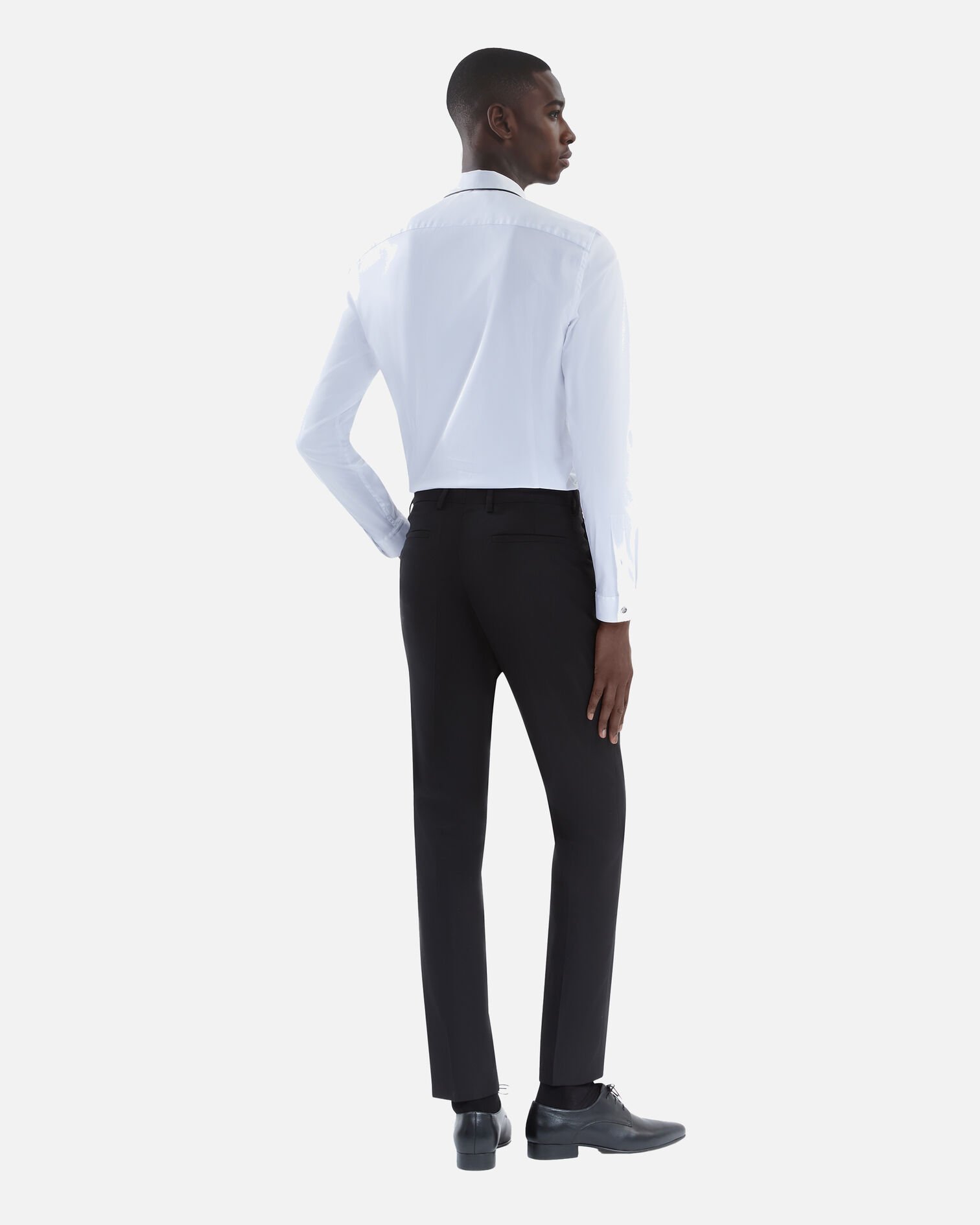 Black slim-fit wool suit pants, BLACK, hi-res image number null